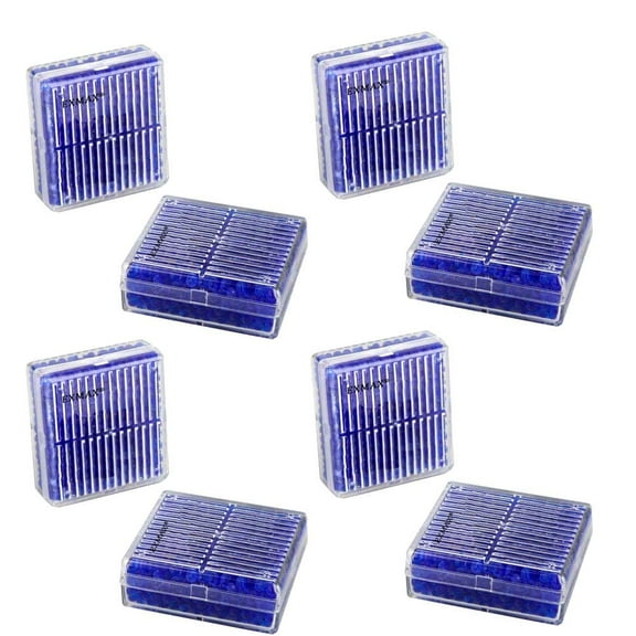 EXMAX Blue Indicating Silica Gel Beads(2-4mm) Desiccant Functional Hard Plastic Canister Dehumidifier Moisture Absorb Box Dryer for Camera Microscopes Telescopes - 8 Pack