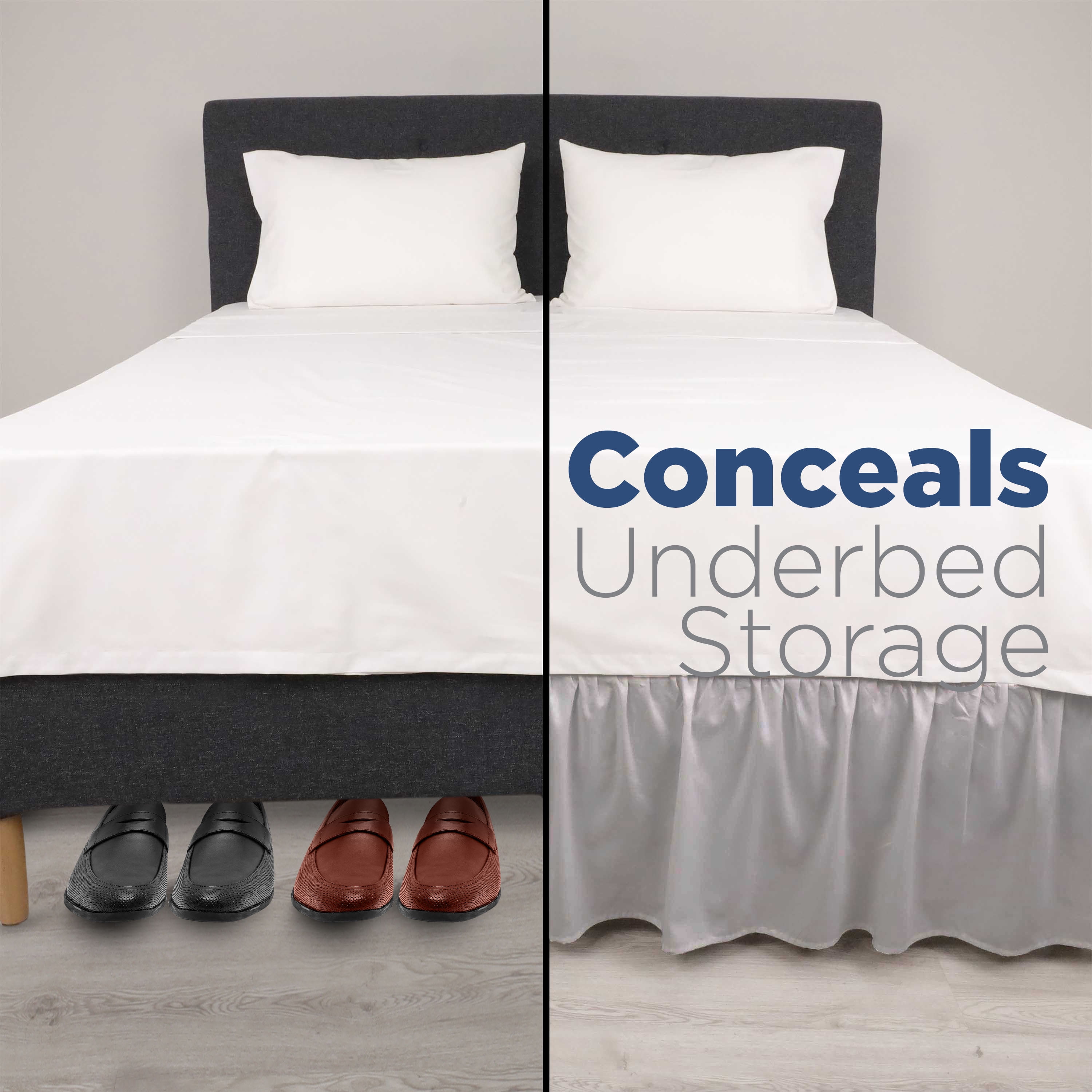 Martex Twin Bed Skirt | Ruffled 100% Microfiber Dust Ruffle | 16" Drop | Grey