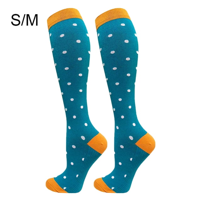 Hi,Fancy Bas de Compression 20-30 mmHg Longueur Genou Bas de Sport pour Course Cyclisme Unisexe, Bleu, P/M