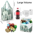 thumbnail image 3 of 5 Pack Foldable Shopping Bag,Light Green Christmas Tree and Snow Pattern Reusable Grocery Bags with Pockets,Large Reusable Tote Bags with Handles Waterproof & Lightweight, 3 of 6