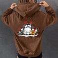 thumbnail image 2 of Mujeres Otoño Invierno Navidad Bloque de color Gato Estampado gráfico Cuello en V Manga larga Sudadera con capucha Tops Jersey Blusa Fridja FKASFK3486, 2 of 4