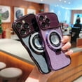 thumbnail image 5 of for iPhone 13 Case with Glitter Paper & Magnetic Stand, [Compatible with MagSafe] Luxury Plating Kickstand Shockproof Soft TPU Full Camera Lens Protection Phone Case - Darkpurple, 5 of 9