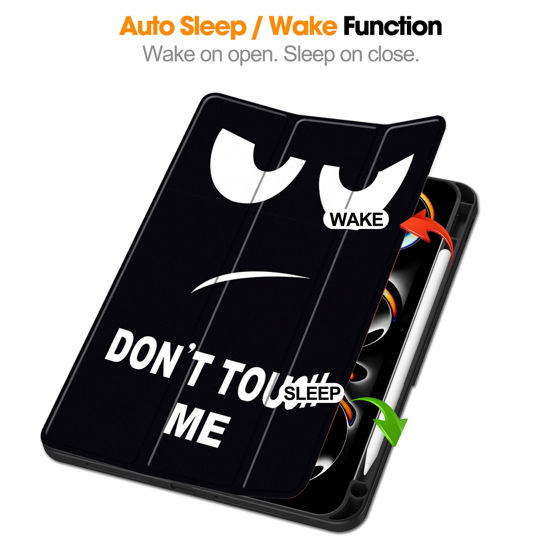 Allytechgroup iPad Pro 11 M4 2024 Case, Slim Flip Smart Cover Auto Sleep Wake with Pencil Holder Multi Angle Veiwing Stand Shockproof Case for Apple iPad Pro 11 inch 2024,Don't Touch