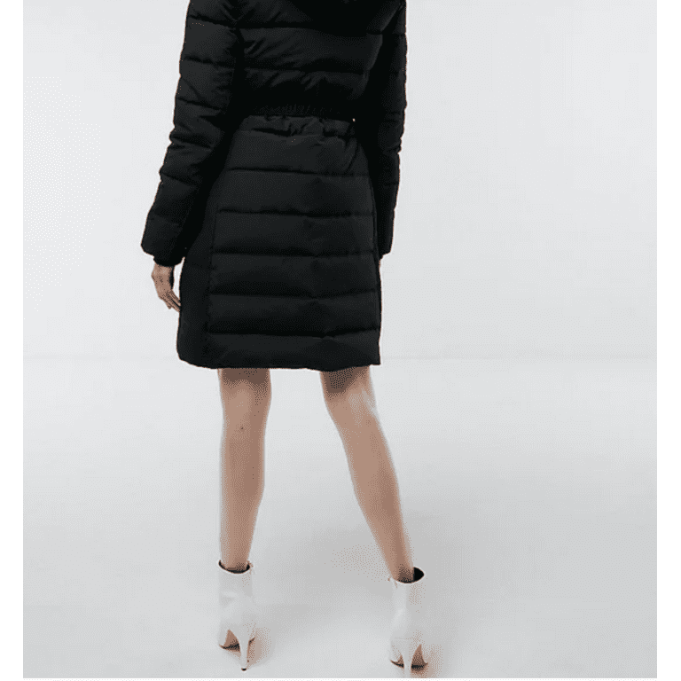 EXPRESS Black Long Down Belted Smocked Puffer Jacket Coat EXPRESS Black Long Down Belted Smocked Puffer Jacket Coat