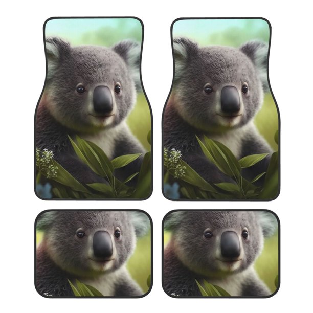 Fotbe Daisy Koala Juego de 4 Tapetes para Auto con Estampado – Alfombrillas de Goma Reforzada, Diseño Antideslizante, Protección para Todo el Año – Vehículos, Autos, Camionetas y SUVs