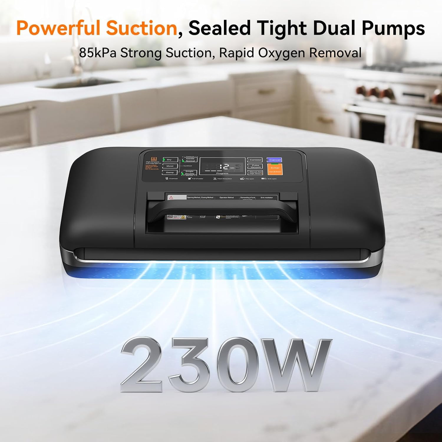 Commercial Grade Vacuum Sealer Machine, 10-in-1 Full Automatic Food Saver with One-Touch Handle for Dry/Moist/Liquid Foods