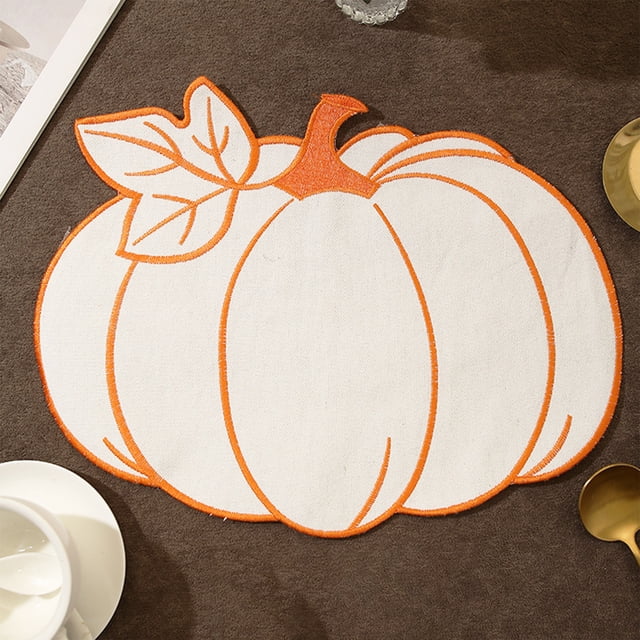 Todaioua Napperons Citrouille d'Automne Décorations de Table Intérieures Ferme Récolte Citrouilles Napperons Ronds pour Fête Cuisine Dîner