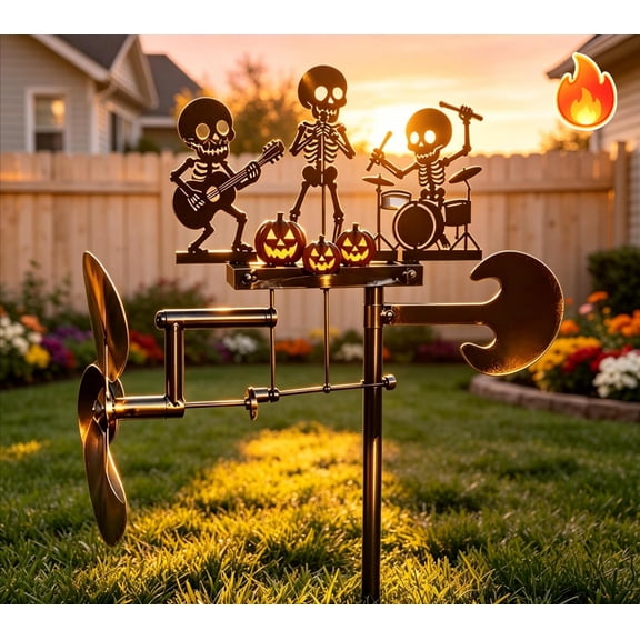 Dancing Skeleton Garden Stake Halloween Decorations Outdoor, Horror Halloween Skeleton Decorations, Metal Rotating Spooky Prop for Backyard