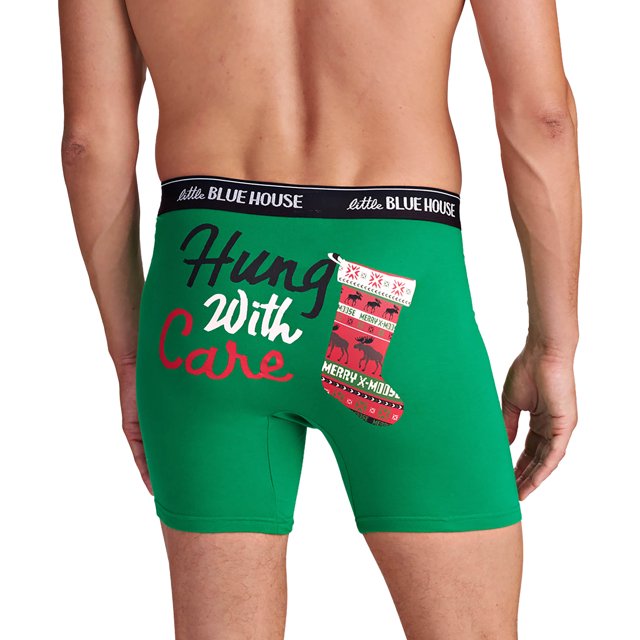 Little Blue House Men's Funny Boxer Briefs, Hung With Care, Large