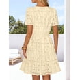 thumbnail image 3 of Merokeety Womens Summer Dresses Eyelet Floral Ruffle A Line Mini Beach Vacation Dress Apricot xl, 3 of 6