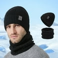 thumbnail image 2 of BRICH Couple Unisex 2 Piece Winter Beanie Hat Scarf Warm Lined Knit Hats Neck Scarf Set Winter Gifts Black One Size, 2 of 3
