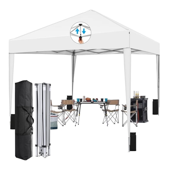 SANWAY 10x10 Pop Up Canopy Tent, One Push Setup, Heavy Duty Portable for Beach Camping Parties with Vents - White