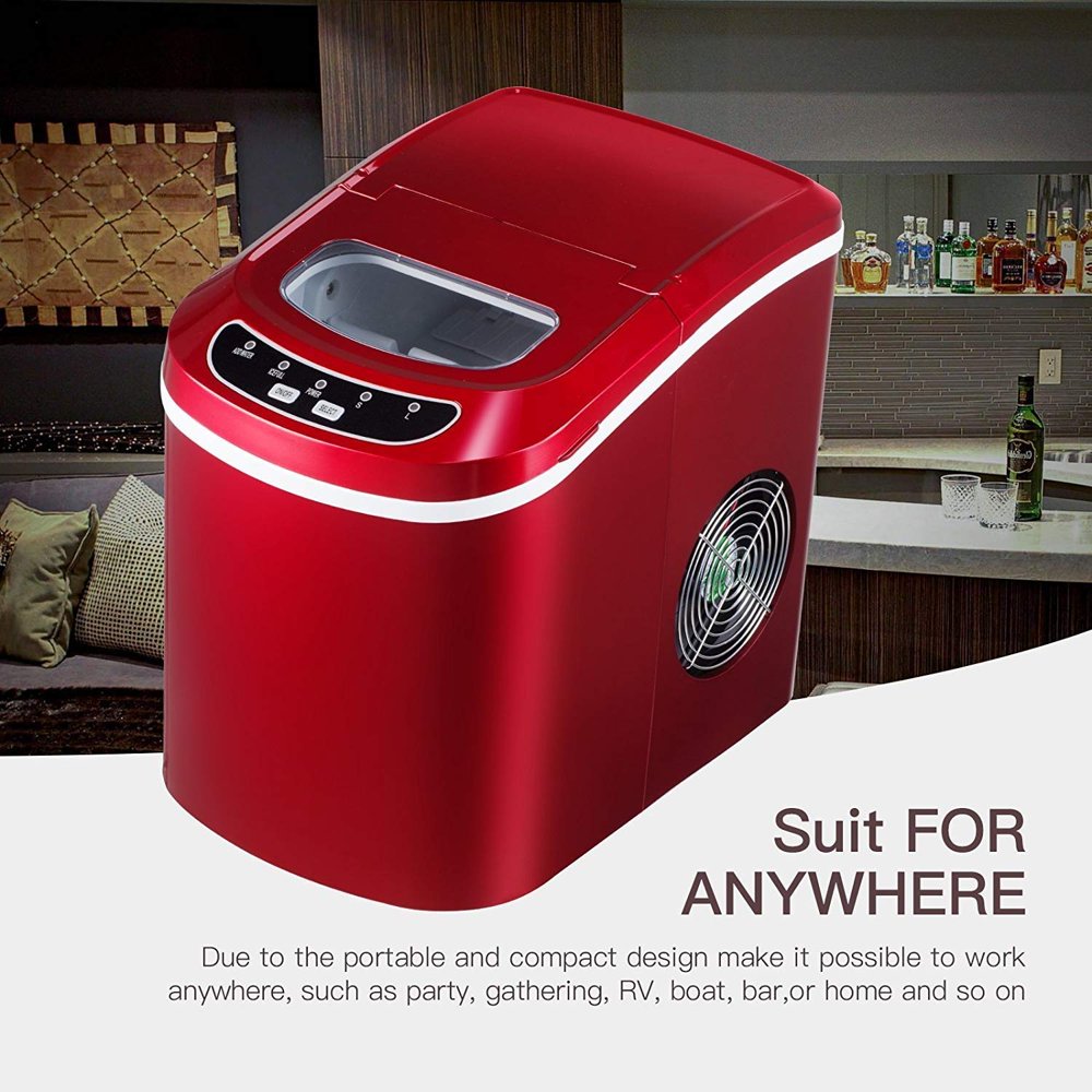 KUPPET Ice Machine Portable Countertop Ice Maker Red