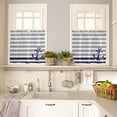 thumbnail image 2 of Anchor Gray Kitchen Curtain 24 Inch Length Small Short Cafe Tiers Curtains Drape, Modern Navy Blue White Striped Nautical Window Treatment Rod Pocket Drapery Panels Curtains, 27.5x24, 2 of 5