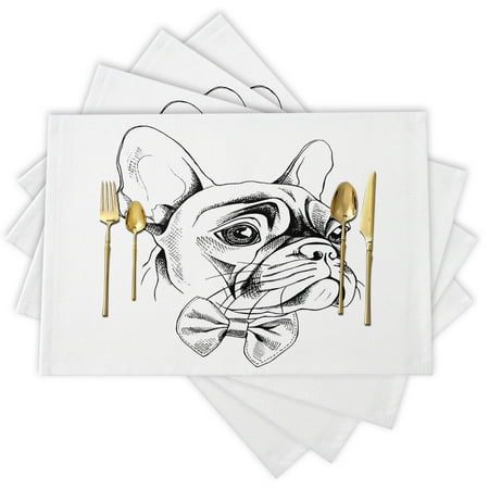 

French Bulldog Placemats Set of 4 Durable Placemats for Dining Table Placemat Washable for Kitchen Table Heat-resistand Table Mats