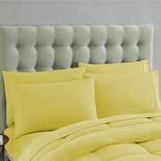 Luxury Yellow 7-piece Bed In A Bag Down Alternative Comforter Set, Queen