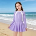 thumbnail image 2 of Girls Rash Guard Swimwear Sun Protection Long Sleeve Flounce Printed Girl Bathing Suit 4-5 Years, 2 of 9