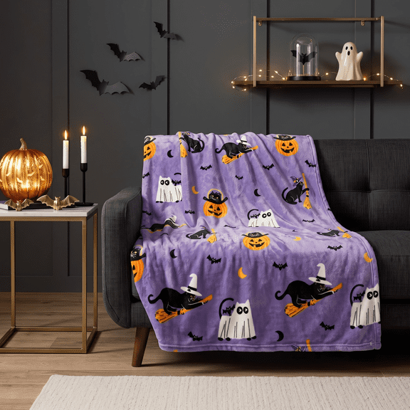 Zydvens Halloween Lounge Flannel Throw Blanket 60x70 Inch - Assorted Spooky Whimsical Classic Patterns Super Soft Plush Microfiber Fleece Cozy Couch Cover for Holiday Surprise Gift