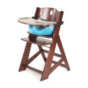 Keekaroo Height Right High Chair with Infant Insert and Tray - Mahogany/ Aqua