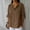 Brown, variant on QLEICOM Womens Plus Size Summer Tops, Casual Kaftan Loose Tops, Fashion Solid Cotton And Linen T Shirts, O-Neck Long Sleeve Baggy Pullover Tops Cardigan Blouse Orange XXL