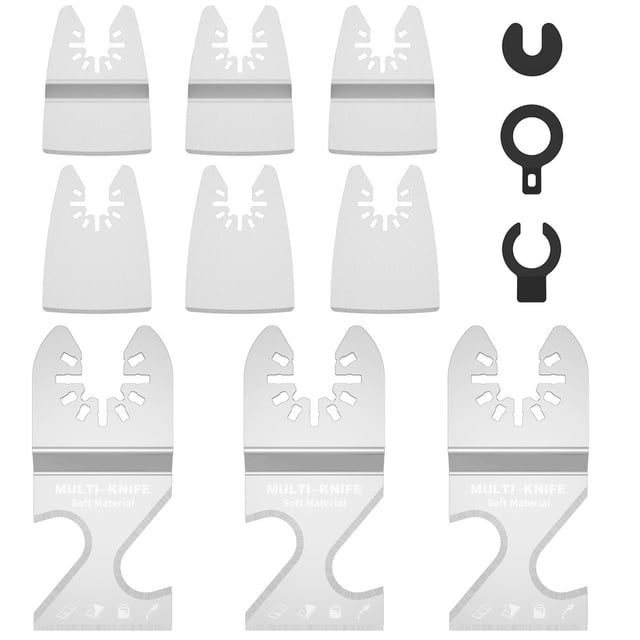 HLONK 9Pcs Oscillating Saw Blade Stainless Steel Oscillating Multitool Blade Oscillating Tool Flexible Rigid Scraper Blade Professional Oscillating Multi Tool Hook Cutter Blade Scraper