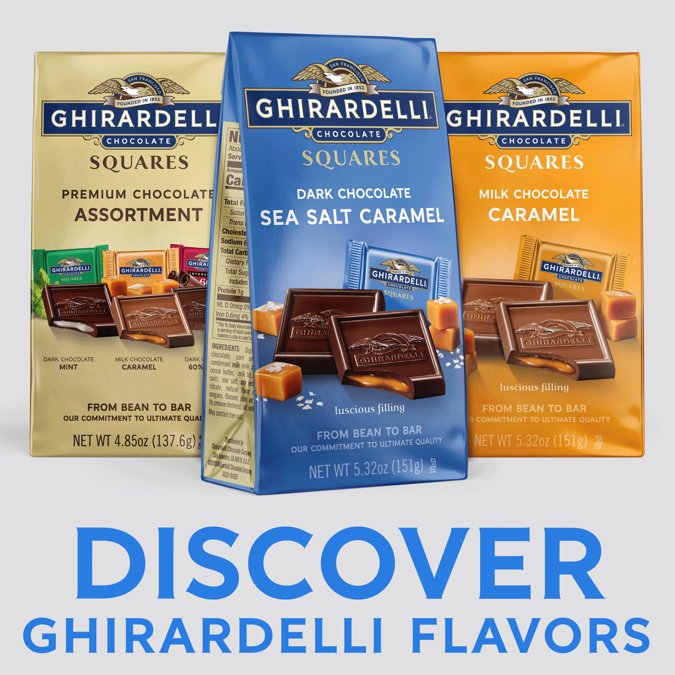 (10 pack) GHIRARDELLI Dark Chocolate Candy SQUARES with Sea Salt Caramel Filling, 5.32 oz Bag