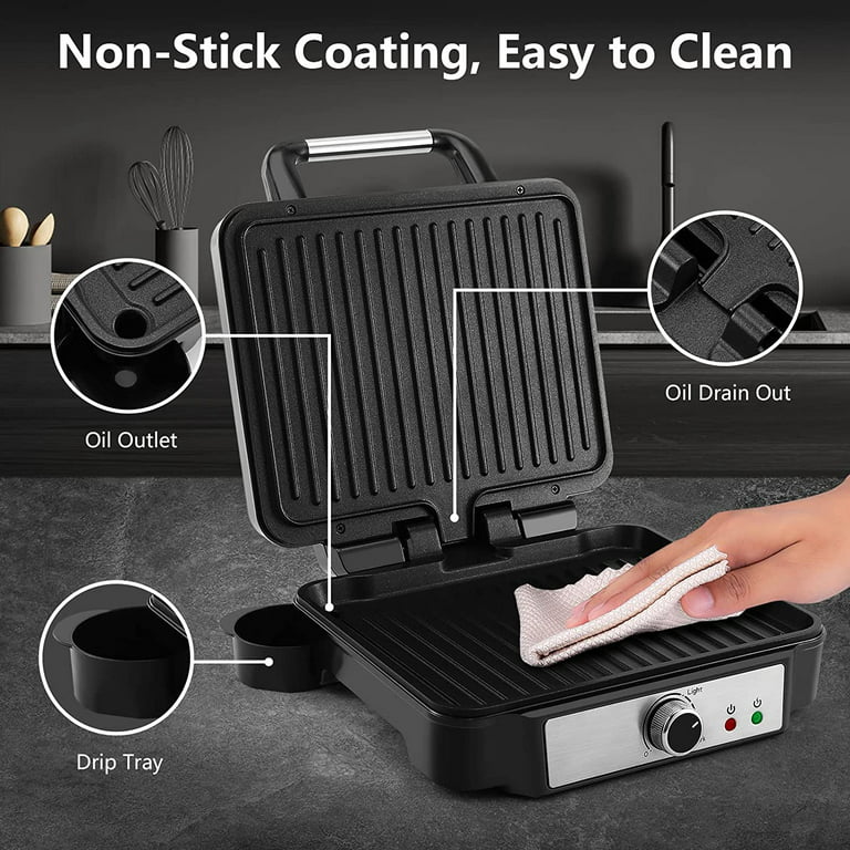 Hot Sandwich Maker, Non Stick Sandwich Toaster Frying Pan Double Sided  Panini Press Sandwich Maker with Detachable Handle, 4 Compartments