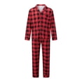 thumbnail image 2 of AIGUR Matching Family Buffalo Plaid Christmas Pajamas Set, Long Sleeve Button Sleepwear for Adults Kids, Matching Pet Outfit, 2 of 10