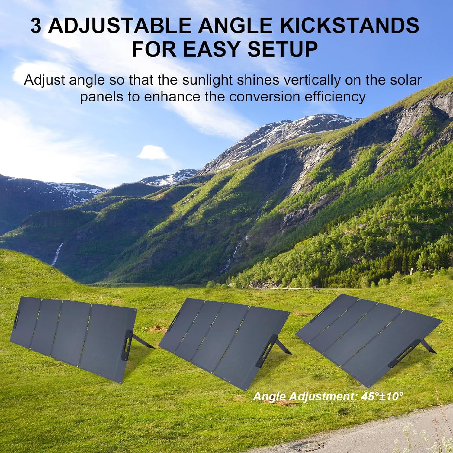 100 Watt Portable Solar Panel for Power Station, Foldable Solar Panel Solar Charger IP65 Waterproof, 100W Solar Panel Power Backup w/3 Kickstands Cable for Camping RV Blackout Off Grid Outdoor