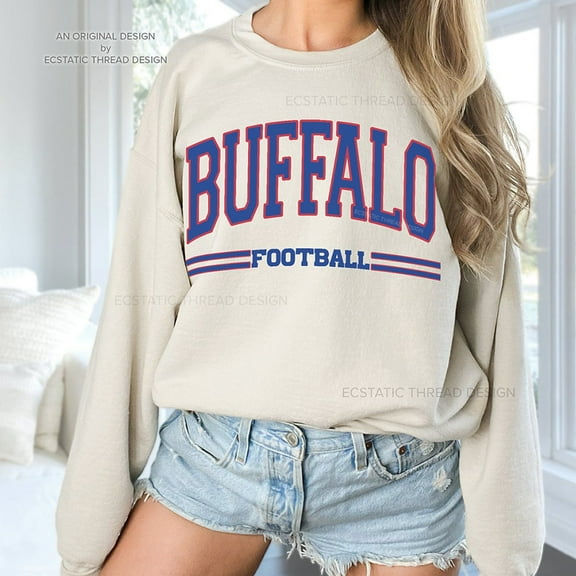 Vintage Buffalo Football Sweatshirt, Game Day Shirt, Sand Color, Size S