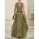 thumbnail image 2 of Vestido largo de verano con cuello halter y malla de retazos para mujer, sin mangas, liso, elegante, para fiesta, con dobladillo de tul, para baile de graduación, 2 of 4