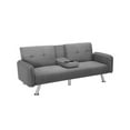 thumbnail image 5 of Convertible Sofa Bed, Tufted Upholstery Couch with 3 Adjustable Angles Backrest and Metal Legs, Padded Sleeper Loveseat Couch Leisure Sofa with Armrest for Living Room, Light Gray, 5 of 7