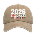thumbnail image 2 of 2026 Soccer Fan Baseball Cap, Printed USA Canada Mexico Flags Hat, Adjustable Unisex Sporty Dad Hat for Men and Women, Casual Daily Wear Cap Khaki, 2 of 6