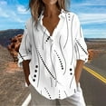 thumbnail image 3 of JTZGDY Long Sleeve Womens Fall Tops Loose Fit V Neck Button Down Graphic Tshirt Blouses Dressy Casual Elegant Tunics Collared Work Shirts White#01 M, 3 of 6