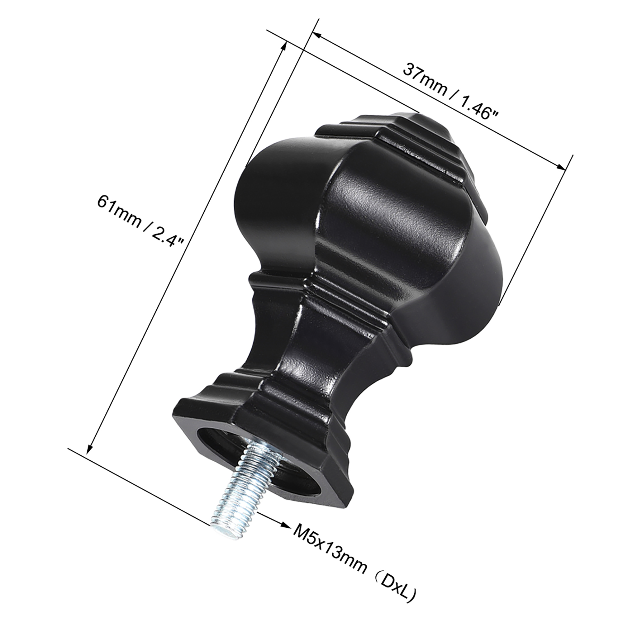 Uxcell 14mm Dia Curtain Rod Finials Plastic Black 4Pack - image 2 of 7