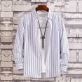 thumbnail image 2 of Arlun Long Sleeve Dress Shirts Casual Business Casual Vertical Striped Printed Button down Slim Fit Shirt Soft Comfortable Lightweight Stylish Blouse Tops with Pockets White XL, 2 of 3