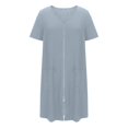 thumbnail image 6 of felwors Women Zipper Front House Coat Short Sleeves/3/4 Sleeve Robe Bathrobes Lightweight Knee Length Short House Dress Light Gray, S, 6 of 6
