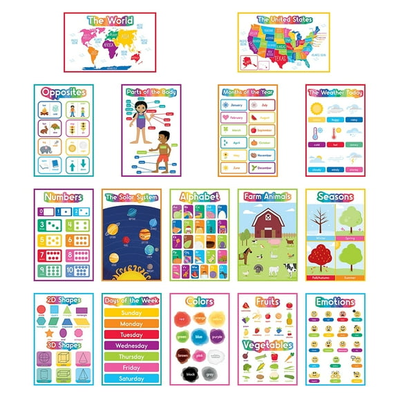Carson Dellosa Early Learning PK-2 Poster Set (16 posters) Grade PK-2