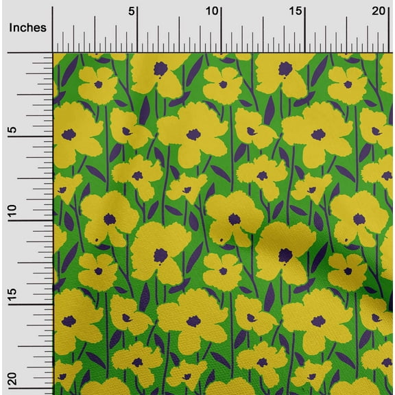 oneOone Cotton Jersey Green Fabric Leaves & Flowers Floral Sewing Craft Projects Fabric Prints By Yard 58 Inch Wide