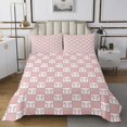thumbnail image 1 of Erosebridal Pink Checkered Coverlet Set King, Kawaii Bow Coverlet Set King, Geometry Grid Room Decor 3-Piece, 1 of 5