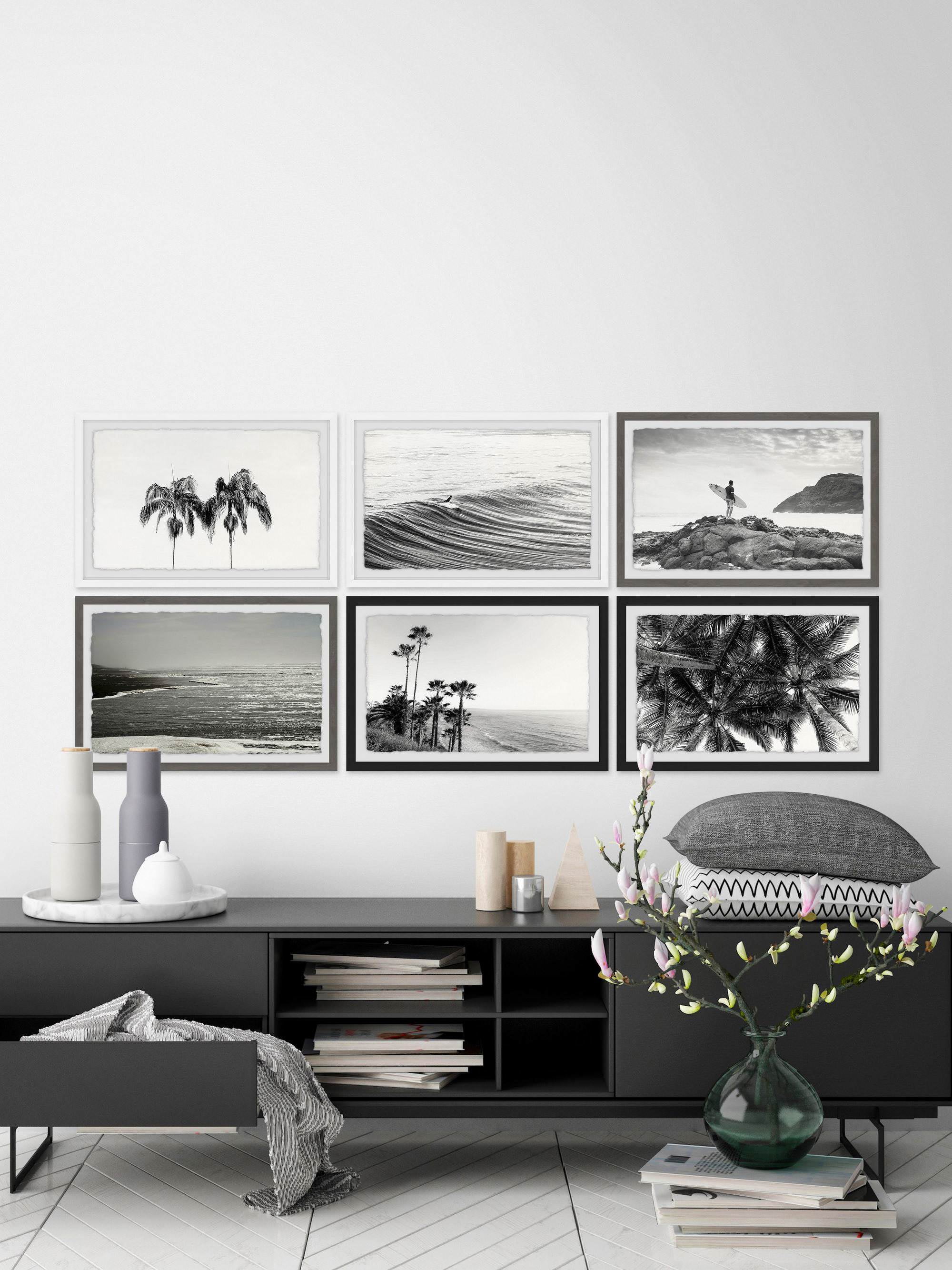 Summer Palms and Waves Hexaptych