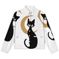 thumbnail image 4 of Jackets for Women Winter Coat Jackets Flannel Stand Collar Jacket(Black Cat Crescent Moon Design,Size:S-4XL), 4 of 7
