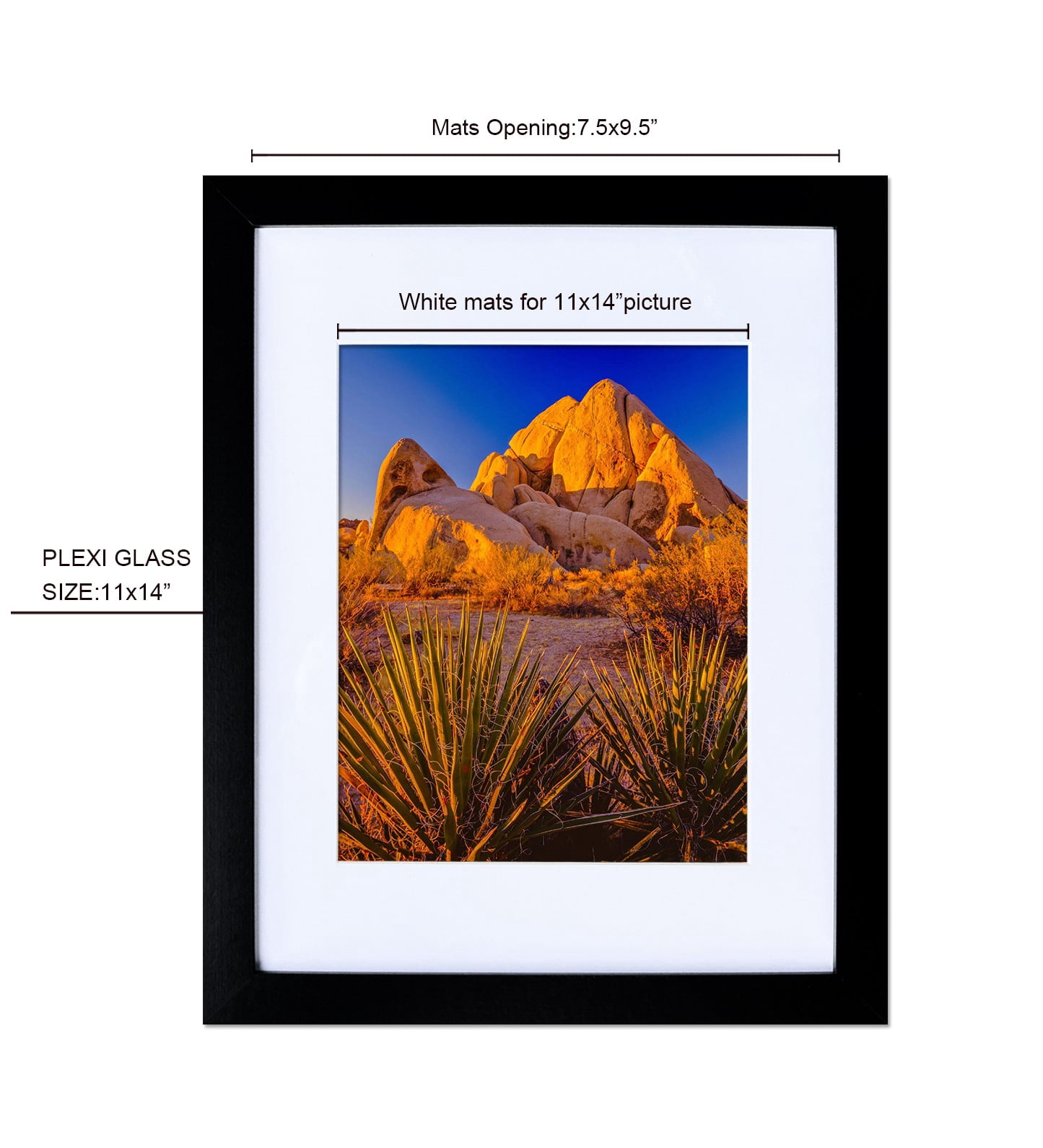 Picture Frame MDF Black 11*14" Wall Mount & Tabletop Display, Pack of 4