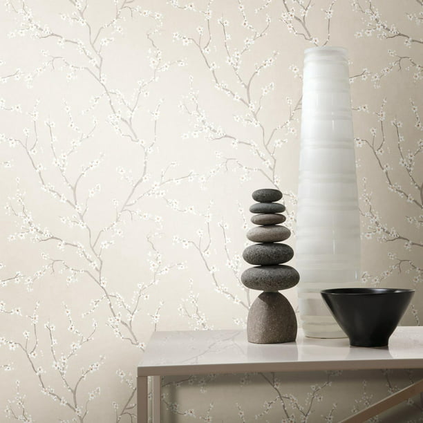 RoomMates Pearl Cherry Blossom Floral Peel and Stick Wallpaper