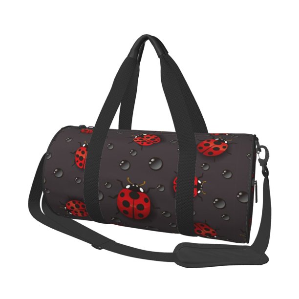 Easygdp Red Ladybugs Bolsa de Viaje, Bolsa de Mano, Bolsa de Gimnasio, Bolsa de Equipaje para Viaje