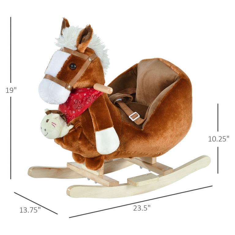 Qaba Rocking Horse with Music for Toddlers, Brown photo 7