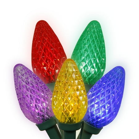 Vickerman 62345 - 25 Light 16' Green Wire Multi-Color LED C9 Christmas Light String Set with 8" Spacing (X8GC920)