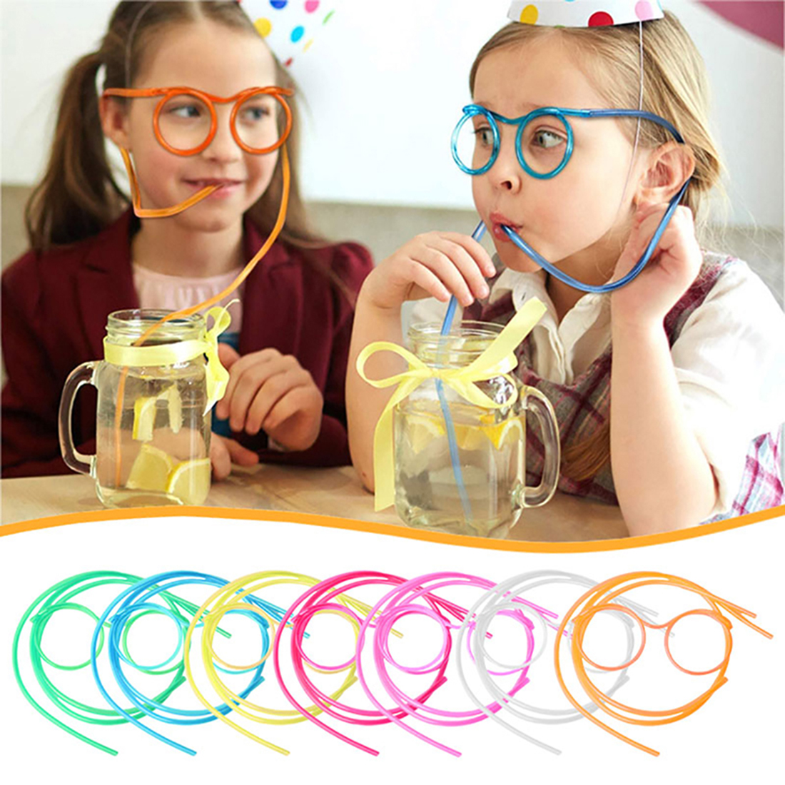 4 Pieces Silly Straws, Novelty Flexible Soft Drink Eyeglasses, Fun Party  Drinking Straw Eye Glasses, Crazy Funky Drinking Tube For Party Supplies,  Chi