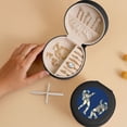thumbnail image 5 of Yiaed Disco party Astronaut Dancing Print Travel Jewelry Case Bridesmaid Gift Boxes Jewelry Travel Organizer Small Round Jewelry Box Mini Storage-Black, 5 of 7