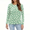 thumbnail image 5 of WTOBBY Women's Casual Loose Fit Floral Print Long Sleeve Hem Slit T-shirt Round Neck Top Fashionable Comfort Wear Soft Material Daily Outfit Essential for US Market Wardrobe,Mint Green XL, 5 of 5